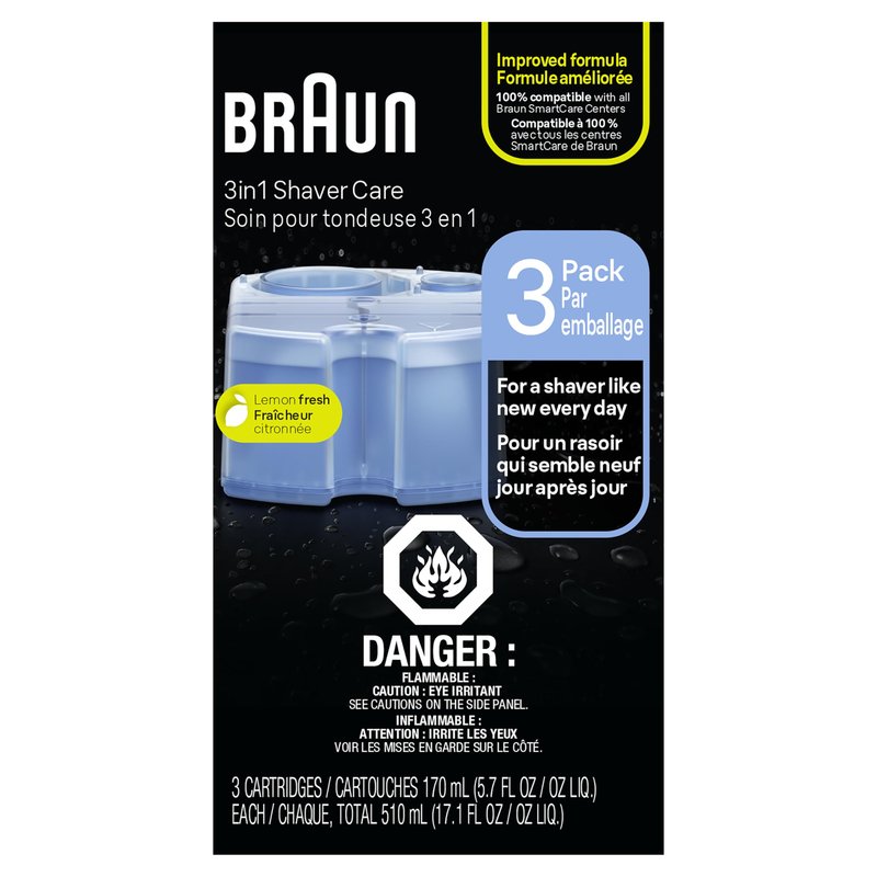 Braun Clean & Renew Refill Cartridges CCR, Replacement Shaver Cleaner Liquid Solution for Clean&Charge System, Pack of 3