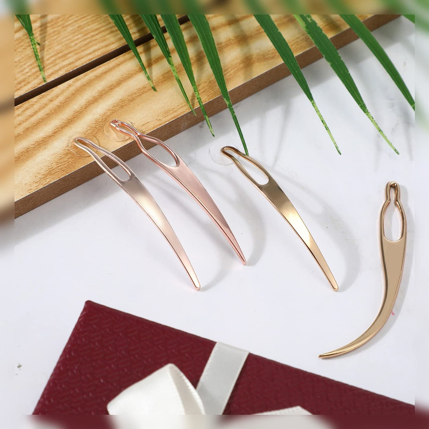 WILLBOND 4 Pieces Retighten Tool, Dreadlock Tool for Hair, Dreadlock Crochet Needle, Loc Crochet Needle for Hair Extensions Styling Loc Maintenance(Rose Gold, Gold)