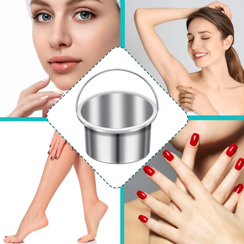 BBTO 2 Pcs Wax Pot Wax Melt Warmer Replacement Inner Pot Liner 14oz Metal Tin 4'' Portable Hair Removal Waxing Bowl Container for 500 ml Hair Removal Machine