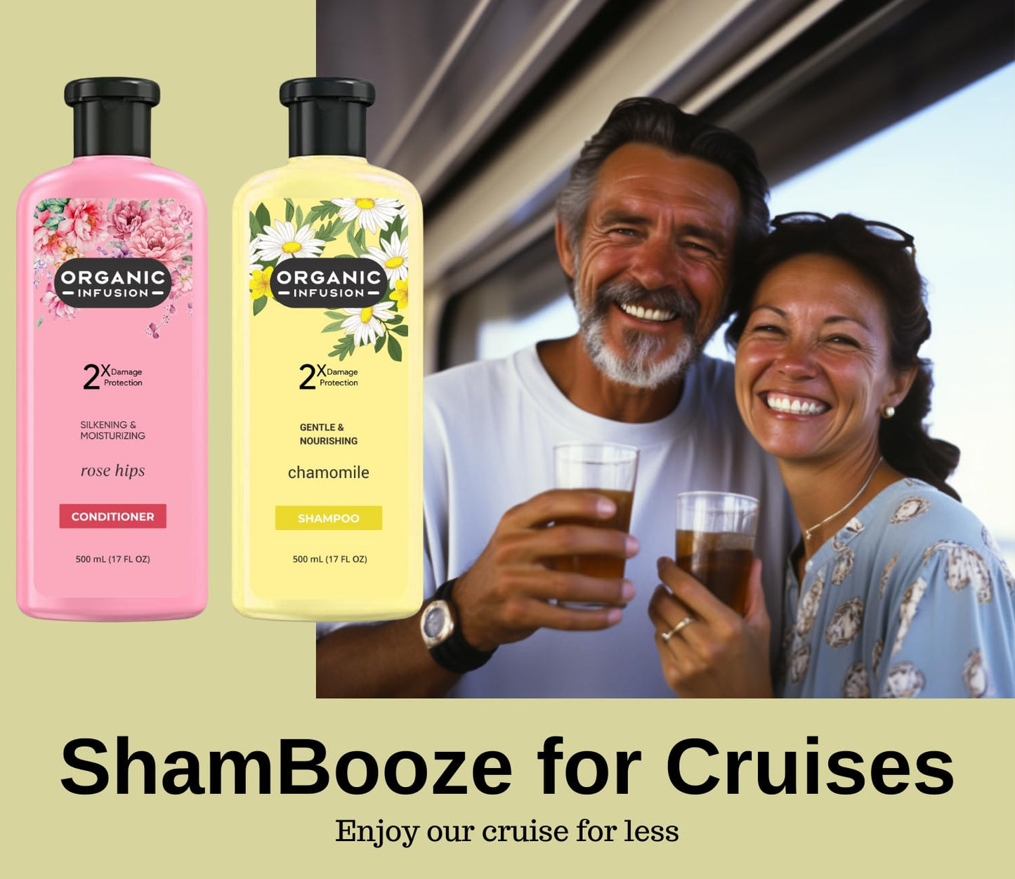 ShampBooze Secret Fake Shampoo Bottles | Flasks for Liquor Disguise | Plastic Flask for Liquor | Booze Smuggling Containers for Cruises | Alcohol Hidden Container | Hidden Flask | Two 17oz bottles