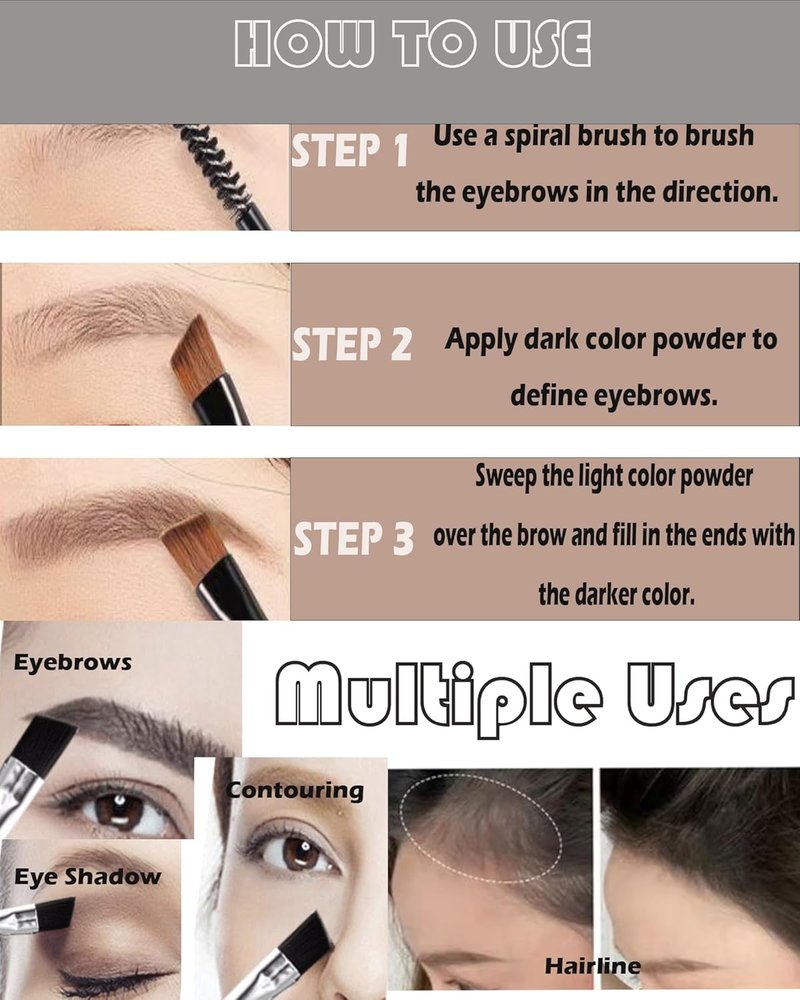 Eyebrow Powder Kit for Women - Waterproof Tinted Palette with Brow Brush & Razor | Brown & Dark Brown