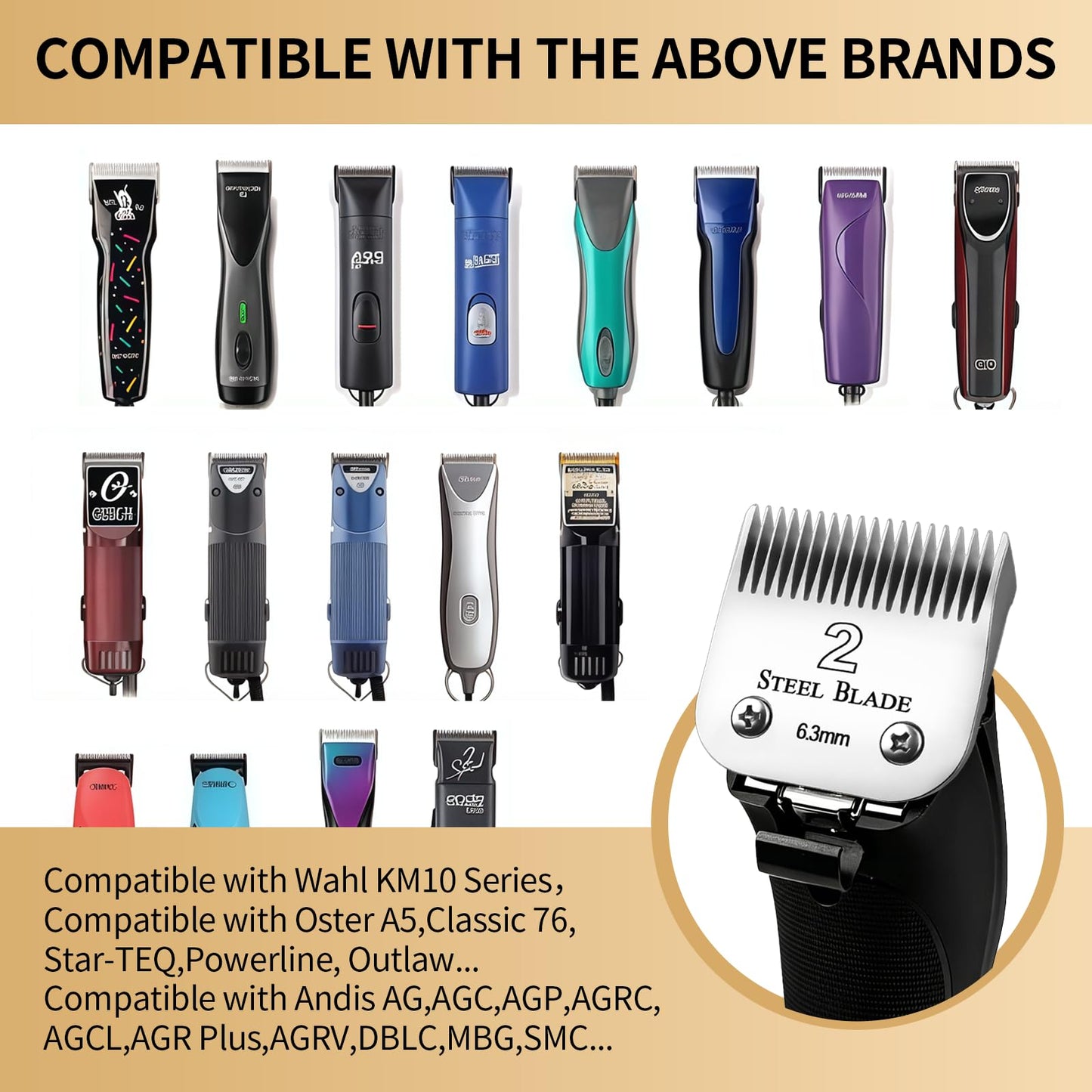 2# Steel Detachable Hair Clipper Blade Replacement, 1/4 Inch