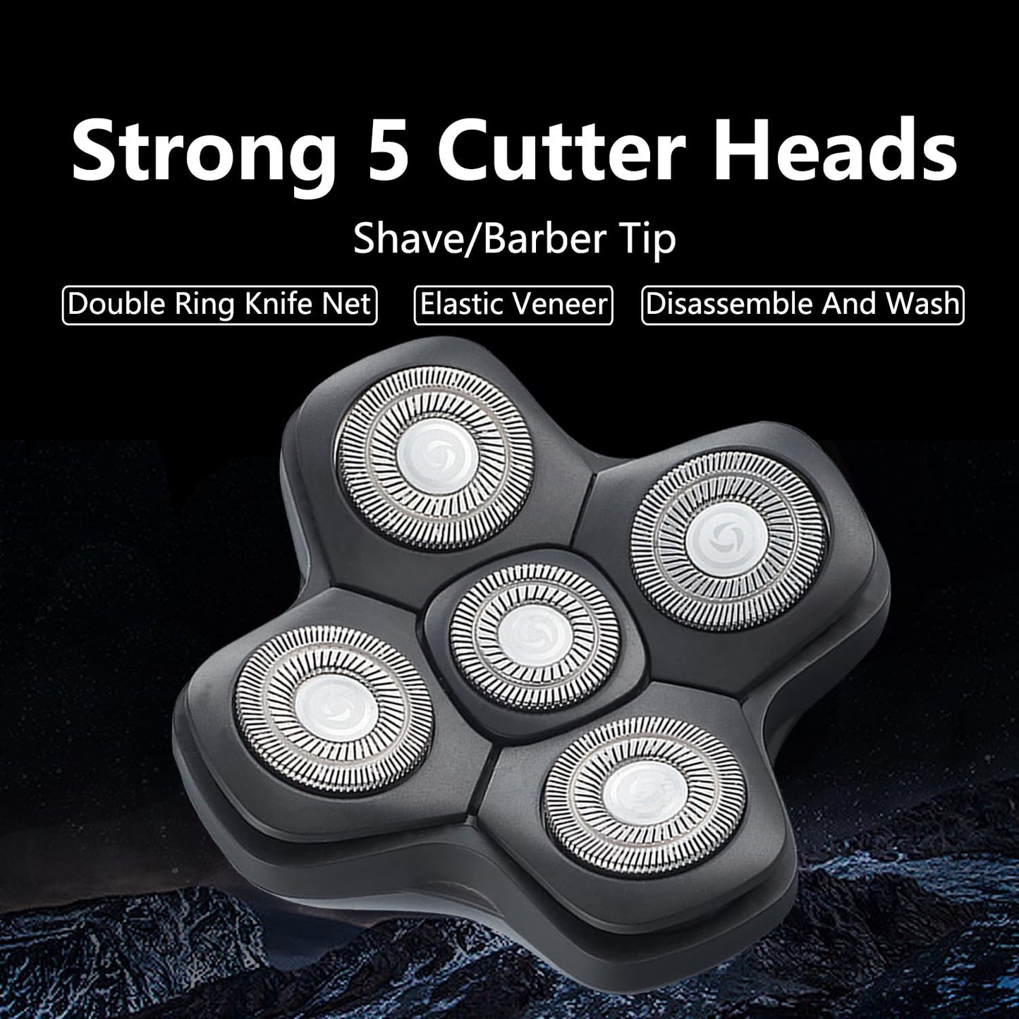 HONTEC New Upgrade 5 Head Shaver Replacement Heads for Skull Shaver, Pitbull, Palm and Butterfly Kiss Shavers