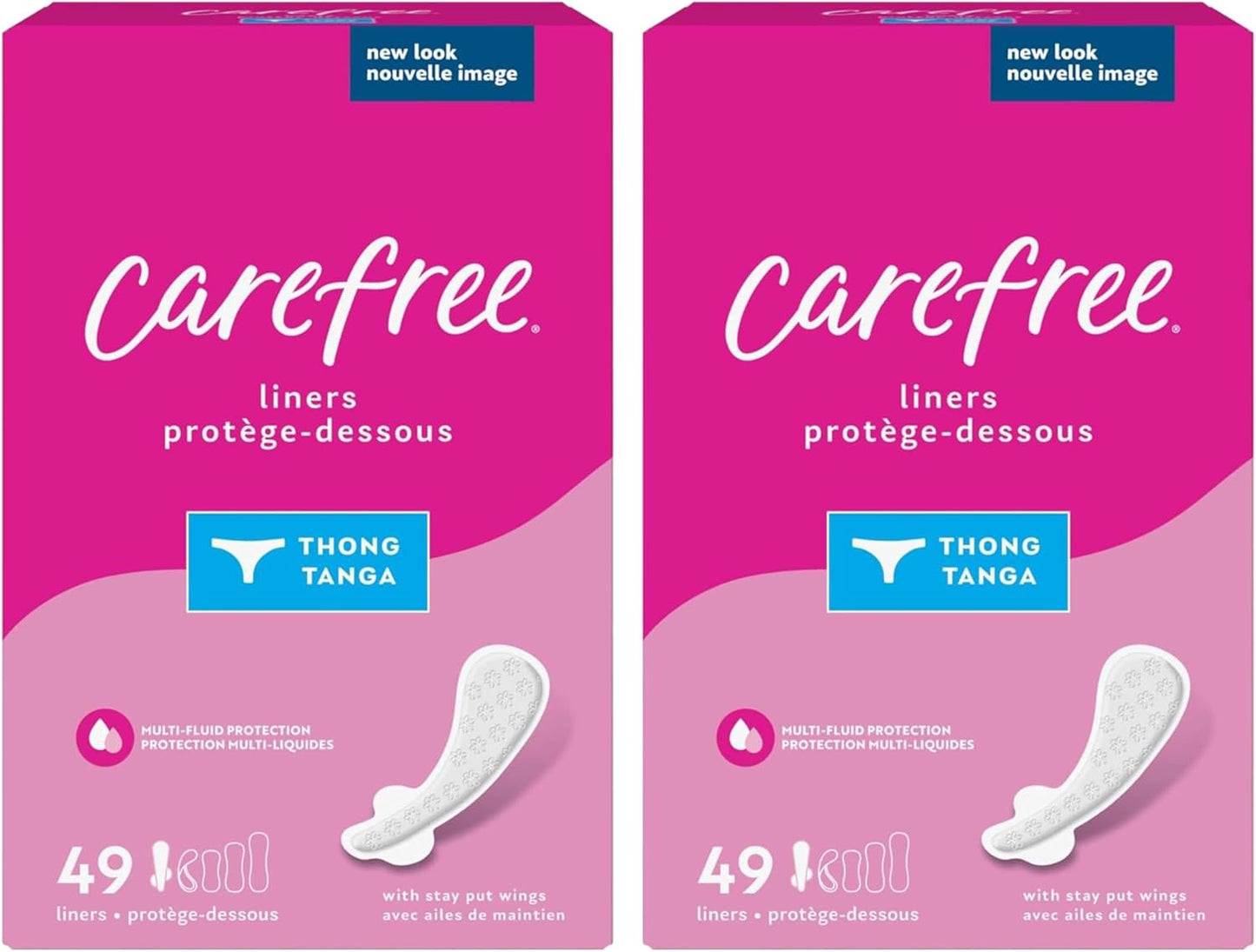 Carefree Panty Liners for Women - Unwrapped & Unscented Thong Liners | 49 Count