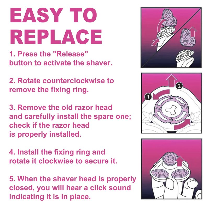 3 Packs SH30 Replacement Heads Compatible with P-hilips Norelco Series 3000 Replacement Heads,Electric Shaver Blades & Cutters Compatible with Series 3000, AquaTouch, PowerTouch Shavers