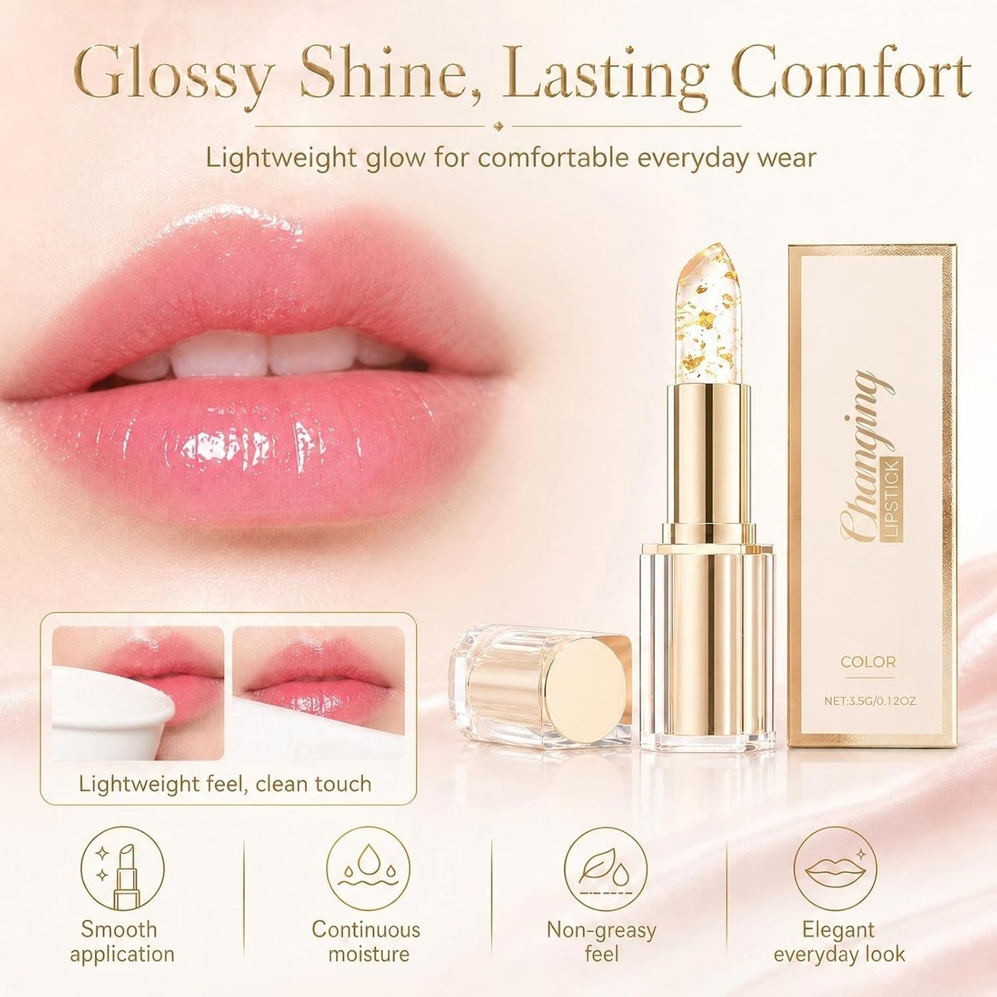 BOLUBOYA 2026 New Upgraded Color Changing Lipstick for Women, PH Lipstick Color Changing, Clear Lip stick That Changes Color (1PCS)