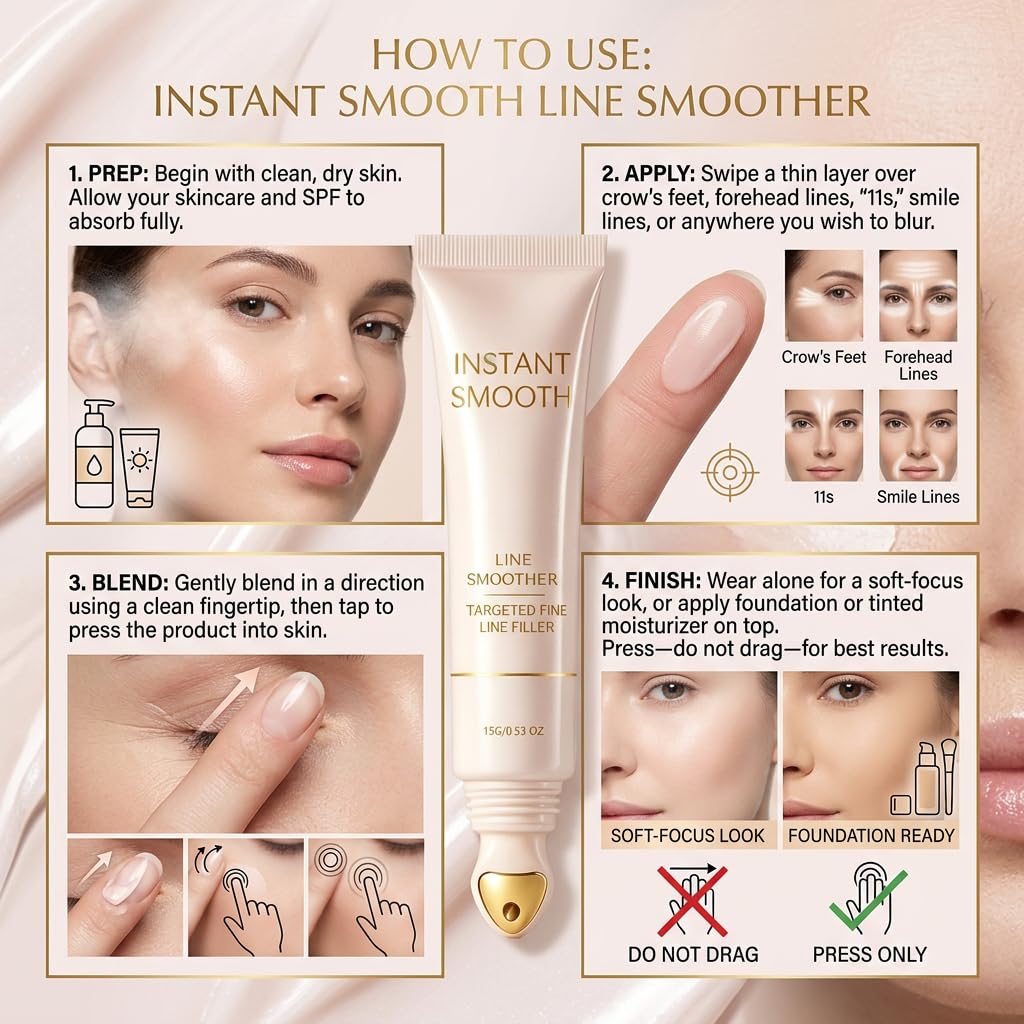 Line Smoother Primer - Fine Line Blurring Formula with Vitamin C & Hyaluronic Acid | Lightweight Twist-Up Design (1 Pc)