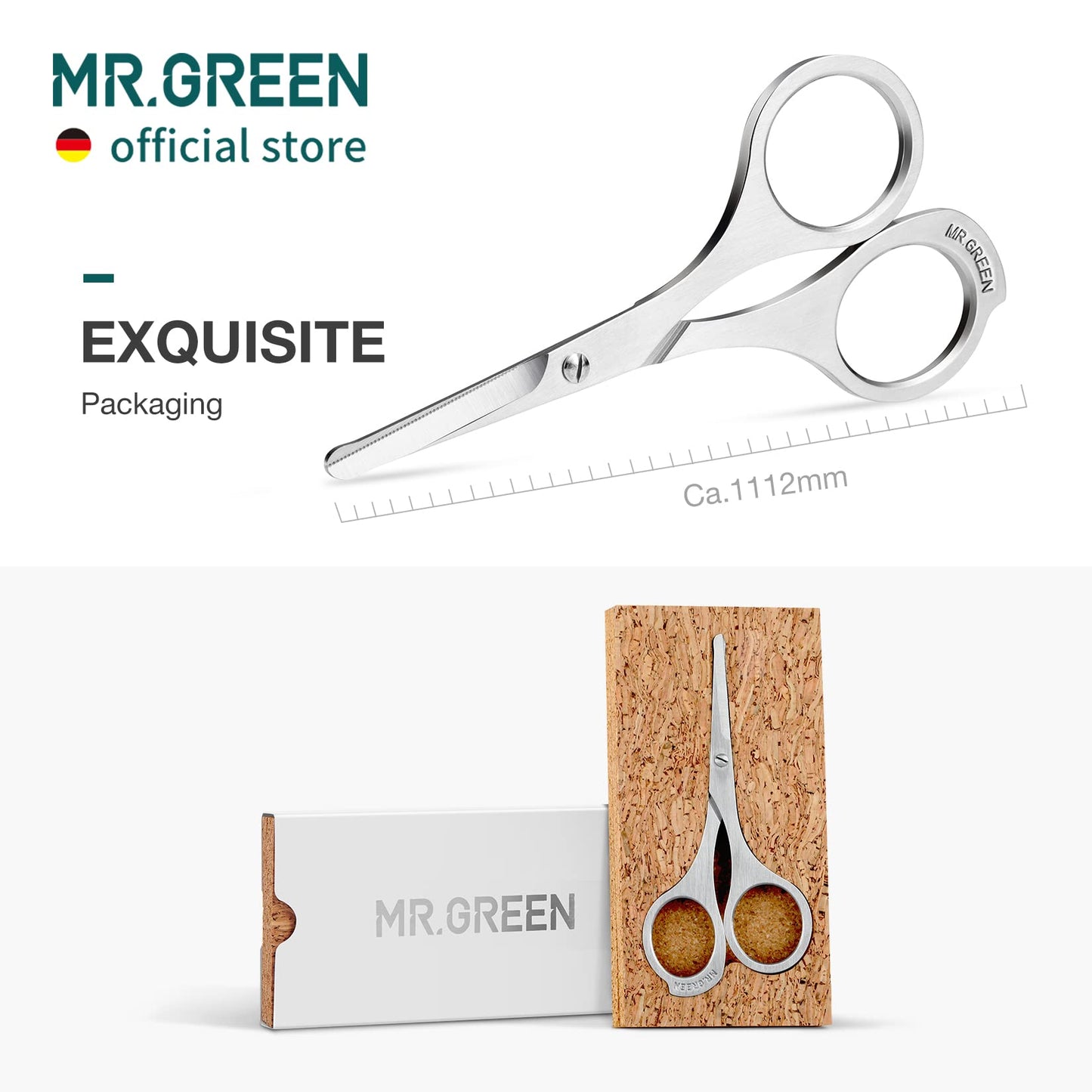 MR.GREEN Mustache Scissors Nose Hair Scissors Beard Trimmer Stainless Steel Ear Facial Hair Removal Tools With Rounded Tips Makeup tools