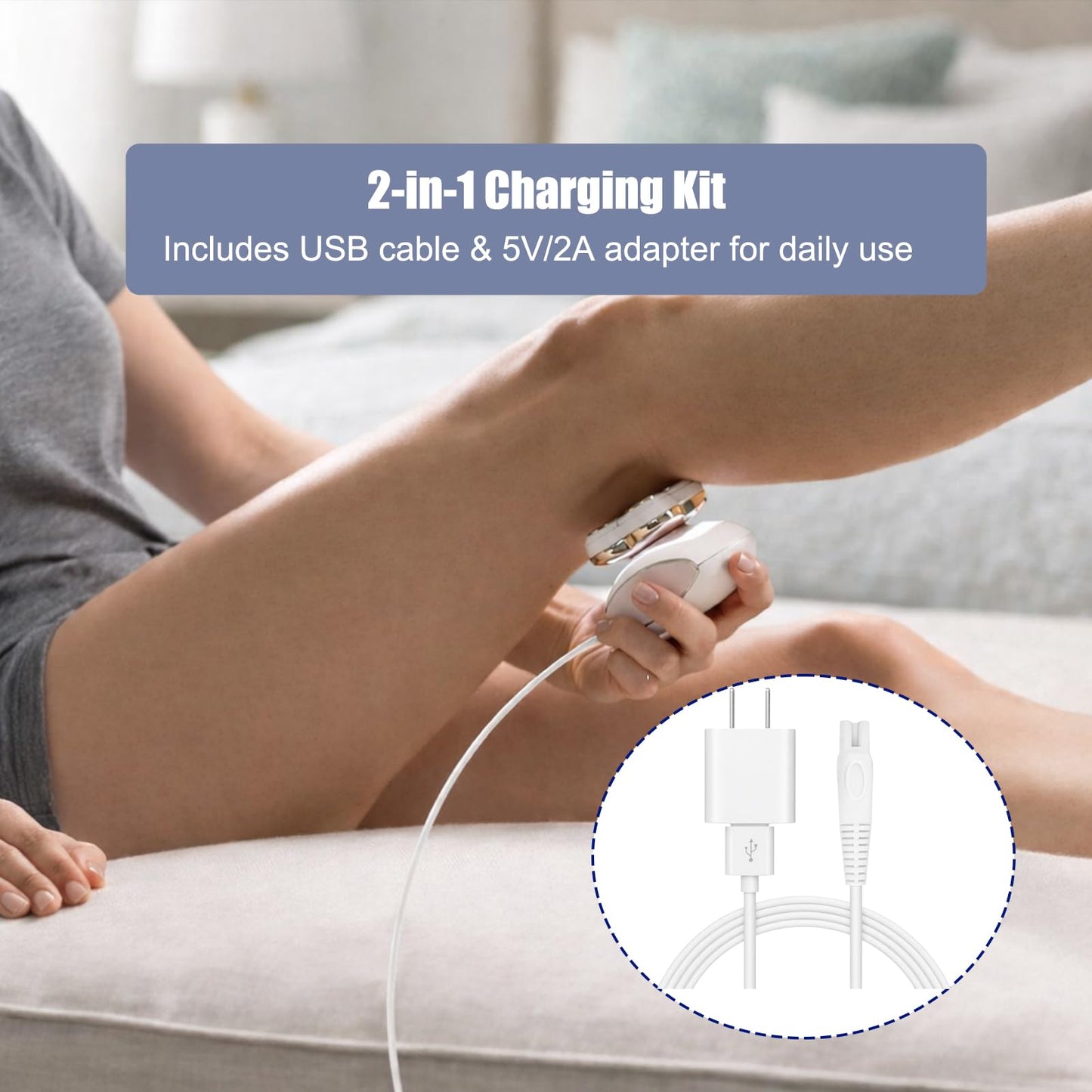 USB Charger and 5V 2A Wall Adapter Compatible with Touch Women Shaver – Power Supply Cord for Electric Trimmer (NOT for Body Razor and Nu Razor)