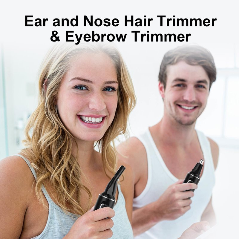 XOOMRSCP Nose Hair Trimmers for Men,Rechargeable Hair Trimmer 2 in 1 Painless Multifunctional Ear and Nose Hair Trimmer with IPX7 Waterproof Dual Edge Blades (Black Silver)