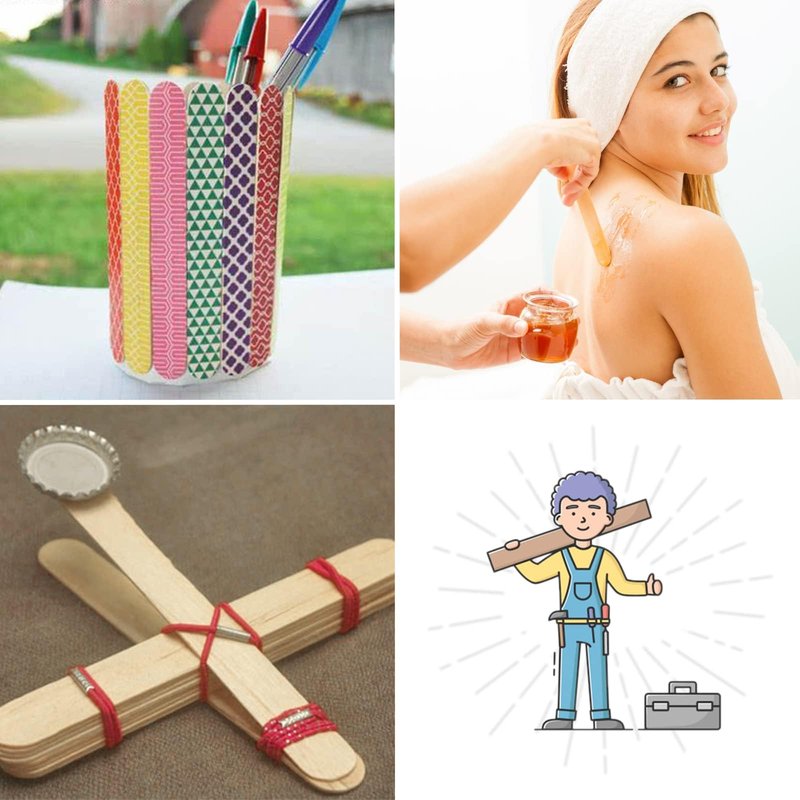 WISYOK 8 inch Popsicle Sticks, 500 Pcs Jumbo Wood Craft Sticks, Fan Handles, Large Popsicle Sticks for Crafts, Wedding Programs, Great for DIY Creative Designs