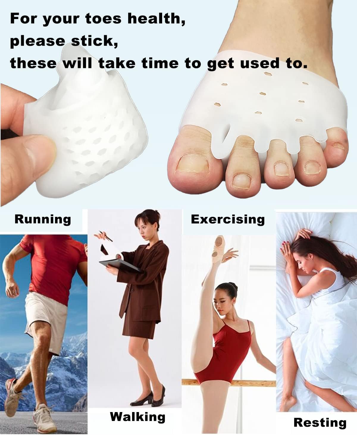 Metatarsal Gel Pads - 4 Pairs Toe Spacers for Bunion & Hammertoe Relief | Foot Pain Correctors for Men & Women