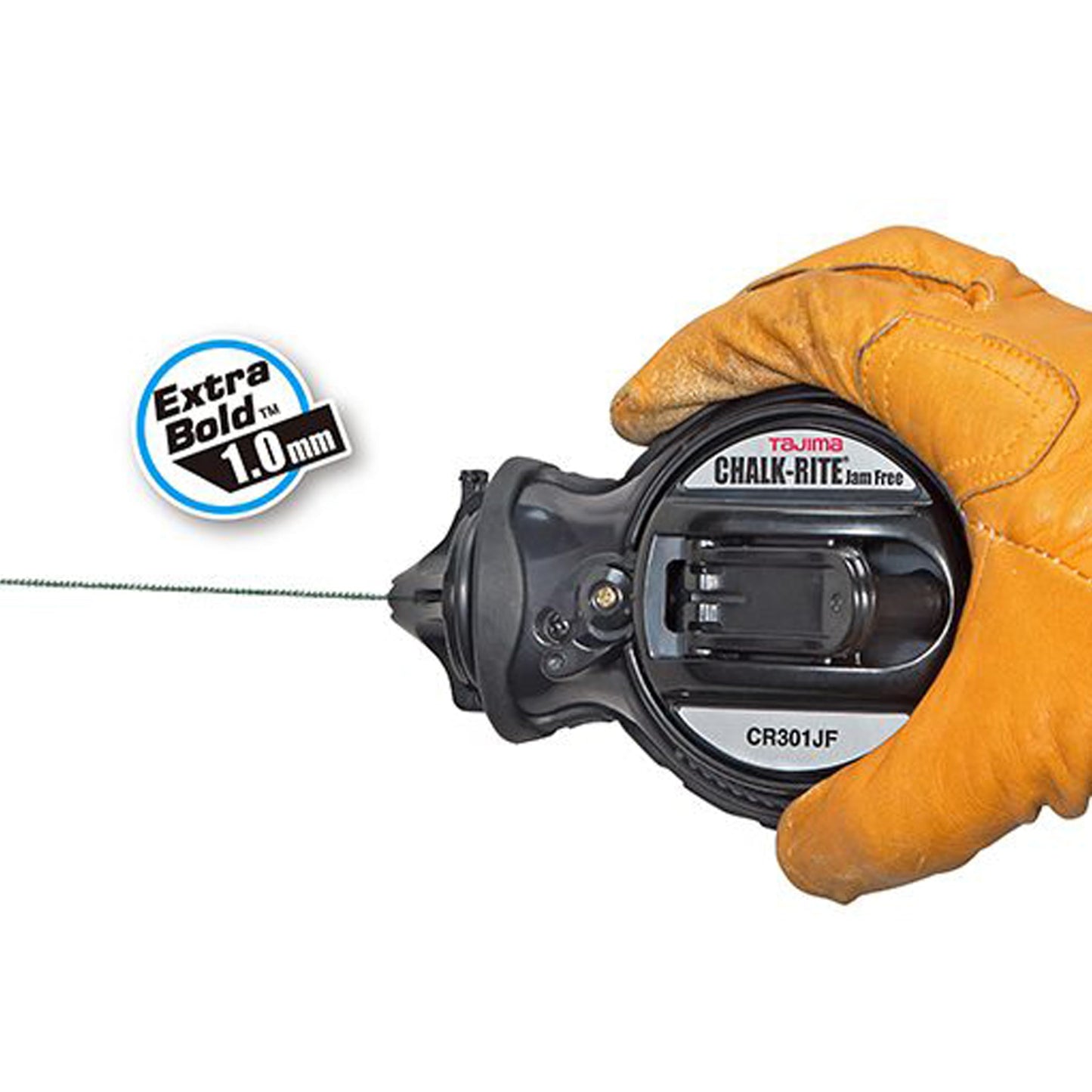 TAJIMA Chalk Line - Chalk-Rite Jam Free Chalk Box with Extra Bold 1mm Snap Line & Five Gear Quick Retrieval - CR301JF