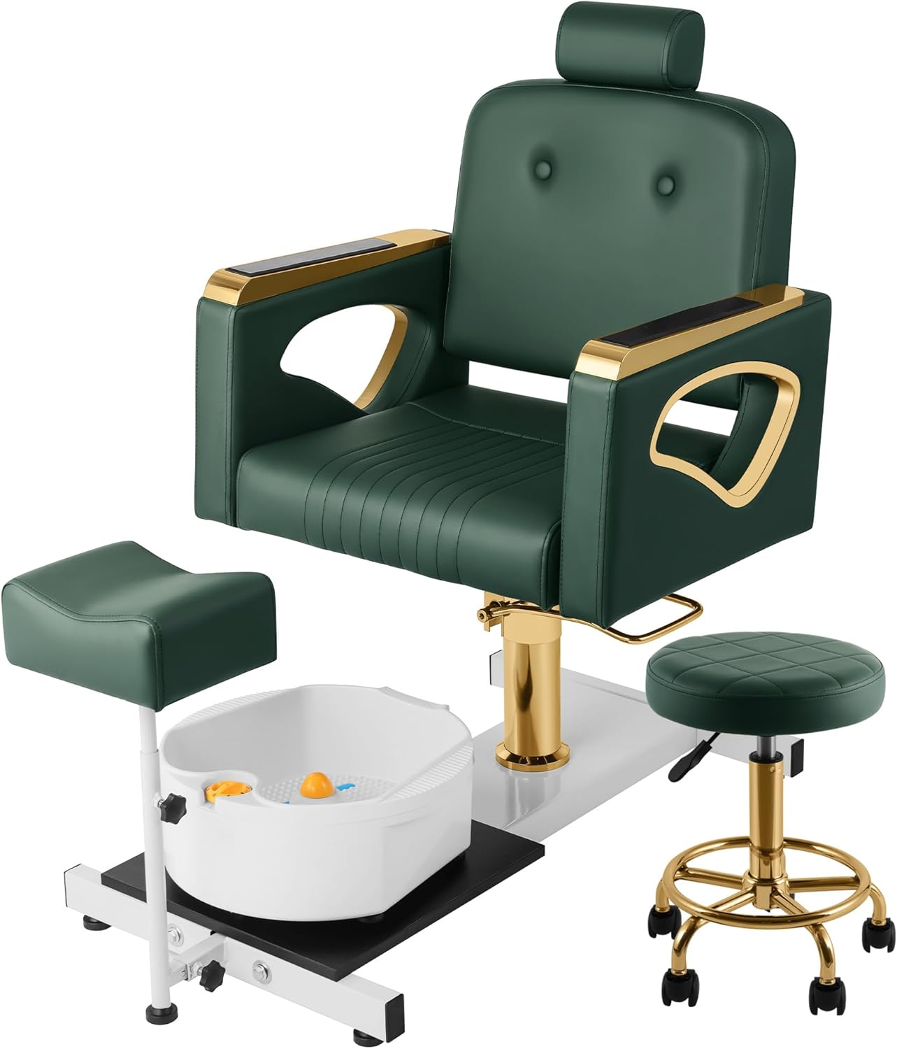 Pink Spa Pedicure Chair - No Plumbing, Portable 360° Rolling Stool | Nail Tech Beauty Salon Equipment