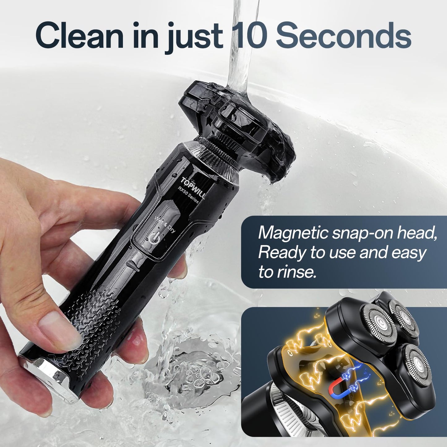 Electric Shaver for Men, New 3-in-1 Rechargeable Razor and Trimmer for Face, Beard, Nose, Close Clean Shave, Waterproof Wet/Dry Use, USB-C Charging, Men's Gift