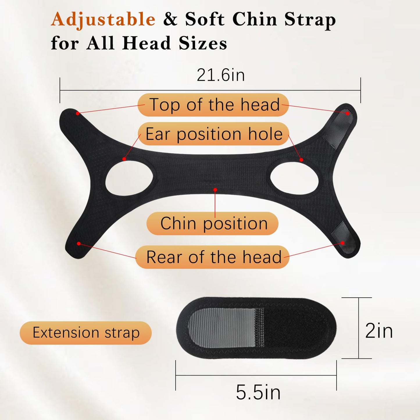 Gnaye Sleep Apnea Devices丨Comfortable Chin Strap for Sleeping - Improve Sleep Quality, Simple & Adjustable Design for Men and Women (21 Inches,Black)