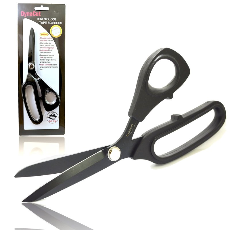 DynaCut Kinesiology Tape Scissors Non-Stick Fluorine Coated Stainless Steel Blades, Ergonomic TPR Soft Grip – Precision Gum-Free Cutting for Sports Taping, Athletic, Medical Tape, and First Aid Use