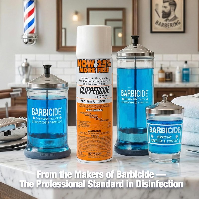 CLIPPERCIDE 5-in-1 Clipper Disinfectant Spray 15oz, 6 Pack | Cleans, Lubricates, Cools, Prevents Rust & Disinfects | Professional Clipper Spray for Barbers, Stylists & Pet Groomers | Made by BARBICIDE