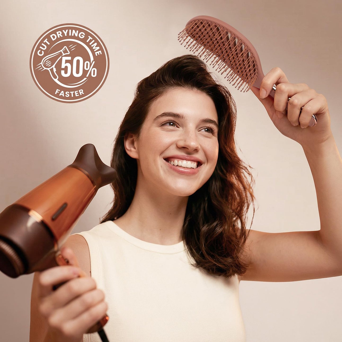 AIMIKE Detangler Brush, Wet Dry Vented Hair Brush w/Soft Bristles, Pain-Free Detangling Hairbrush Loosens Stubborn Tangles, Extra Gentle on Fine and Fragile Hair, for Women & Kids