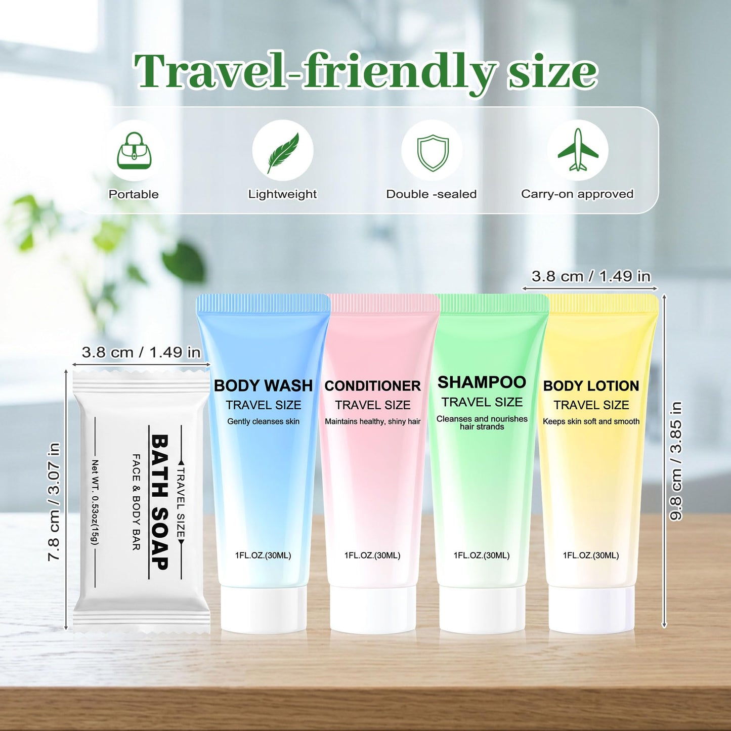 Kocpudu Travel Size Toiletries Set Bulk, 5-In-1 Hotel Soaps And Toiletries Bulk, Including Travel Soap Bars, Shampoo, Body Wash, Lotion, Conditioner, Suitable For Travel And Hotels (10-PACK)