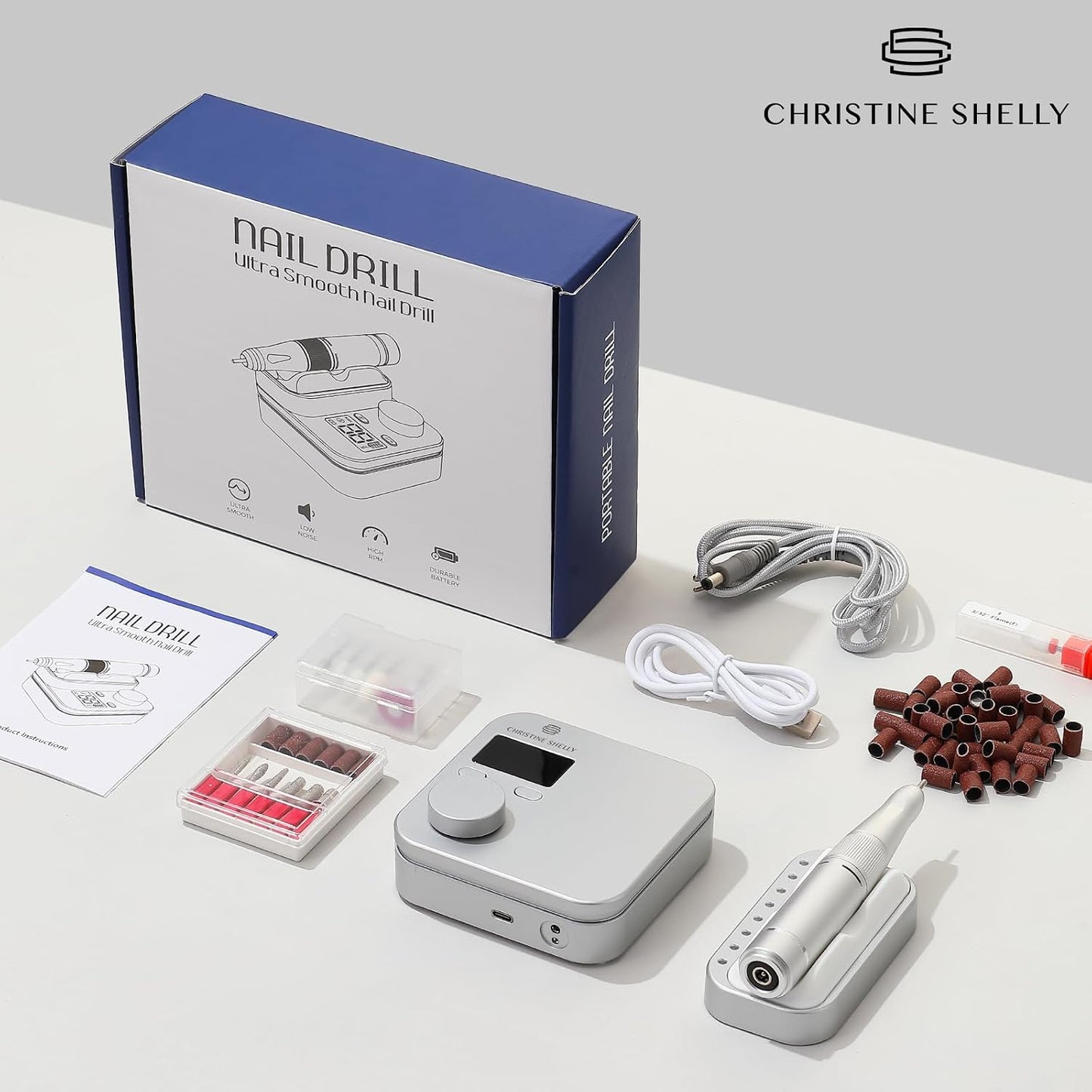 Rechargeable Nail Drill - 35000 RPM Electric Efile for Acrylic & Gel Polishing | Complete Bits Kit