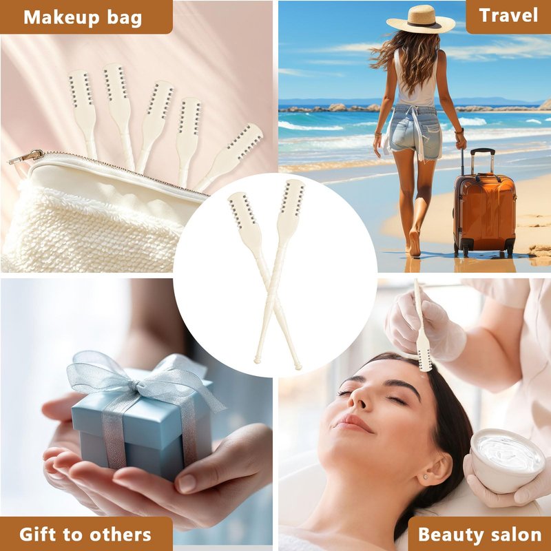 Lothee 50 Pcs Manual Nose Hair Trimmer, Nasal Hair Cutter Bulk for Women, Portable 360 Rotating Nose Hairs Remover Tools for Home, Travel and Beauty Salon, Velvet Storage Bag (White)