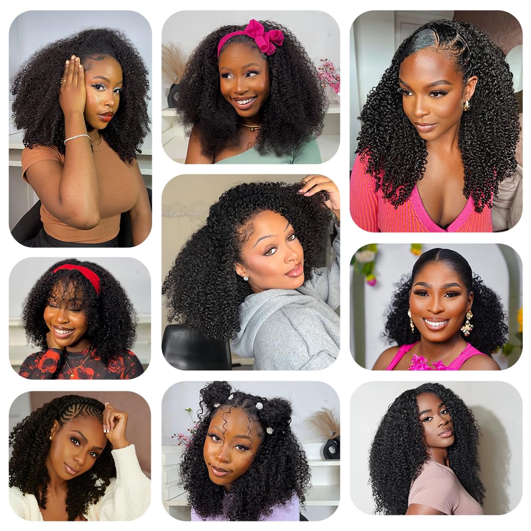 Kinky Curly Half Wig - 200 Density Human Hair | Seamless Flip Over Design, 20 Inch, Glueless & Beginner Friendly