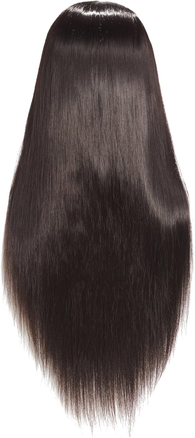 Hairingrid Mannequin Head - 26"-28" Hair Styling Training Doll with Synthetic Fiber Hair | Includes Free Clamp Holder (Black)