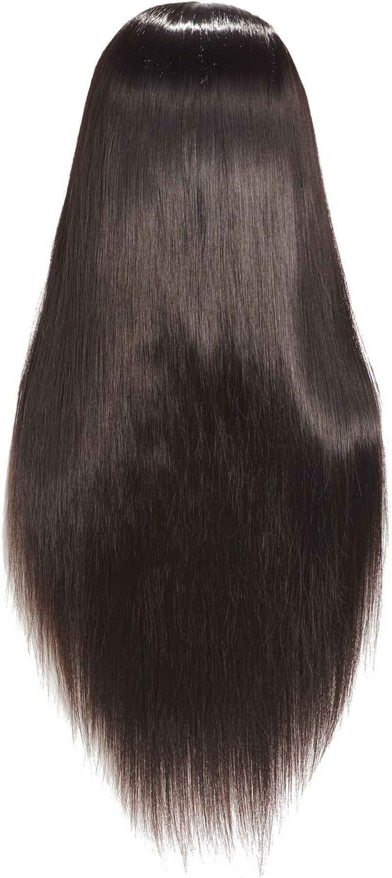 Hairingrid Mannequin Head - 26"-28" Hair Styling Training Doll with Synthetic Fiber Hair | Includes Free Clamp Holder (Black)