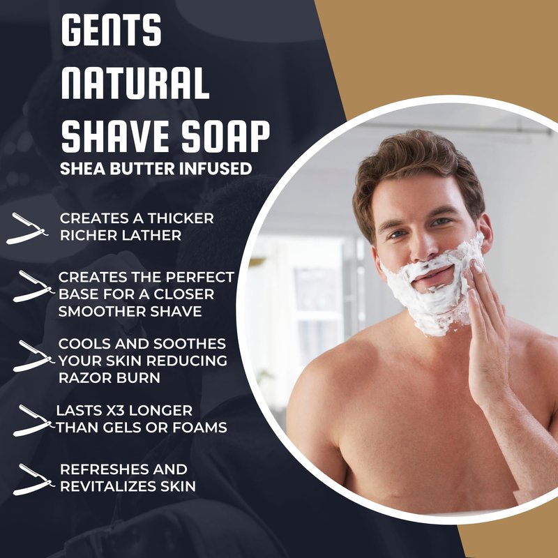 G.B.S GENTS Heavy Duty Black Ceramic Shaving Bowl, Mug with Natural Shave Soap – for use with up to 3” Shaving Soaps and Lathering Shave Cream Cup – Pommel Handle (Black)