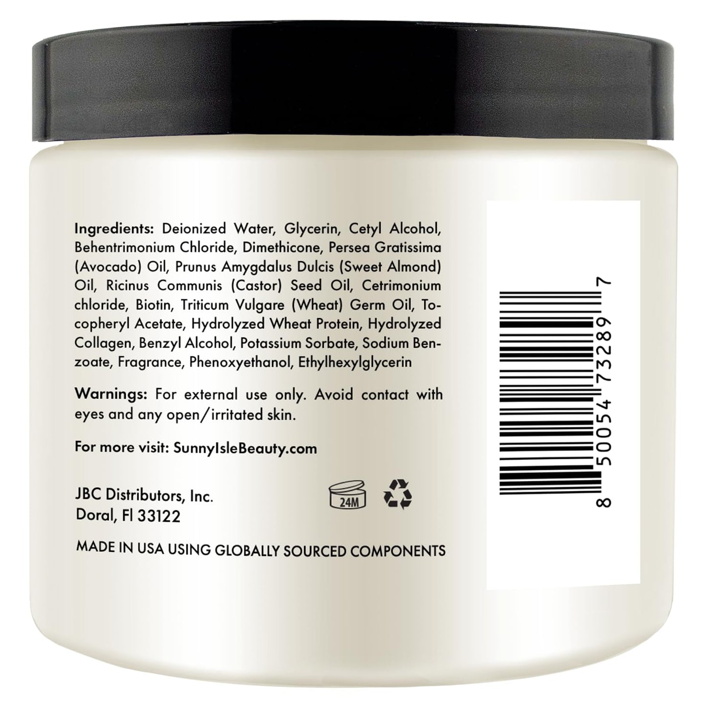 Sunny Isle Avocado & Collagen Hair Masque - Nourishing, Hydrating, Jamaican Black Castor Oil - 16oz