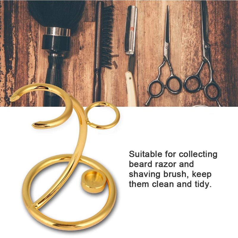 Tmtop Men Shaving Tool Holder Beard Shaver Razor Brush Stand Rack (Gold)