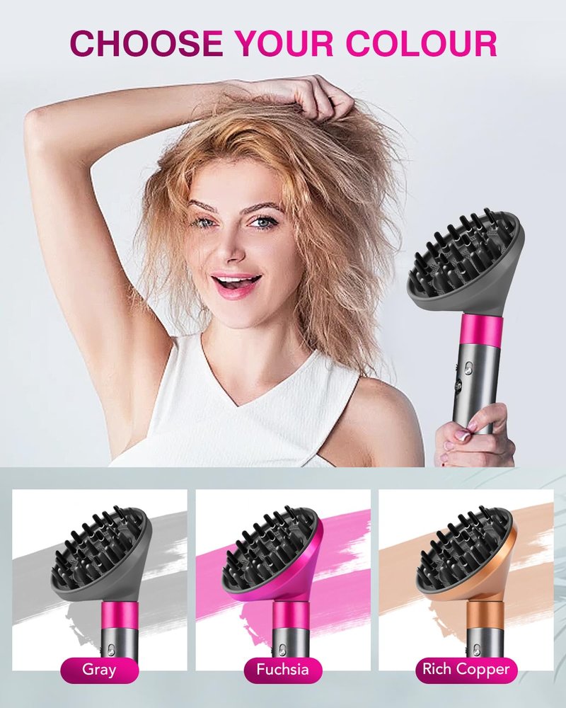 TOSAGE Upgraded Large Diffuser for Dyson Airwrap HS01 HS05 HS08 id, Diffuser Nozzle Attachment for Fast Drying Wave Curly Thick Hair, Gray