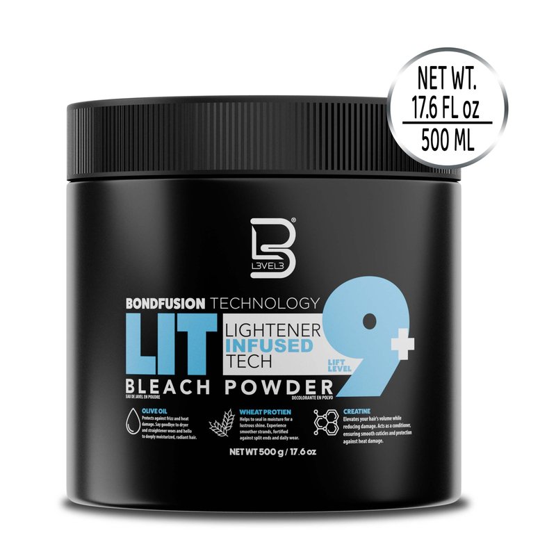 L3 - Level 3 BondFusion LIT Bleach Powder - Hair Lightener with Olive Oil and Wheat Protein to Protect and Fortify Hair - Create Highlights, Balayage or Full Hair Transformation - 500 Grams