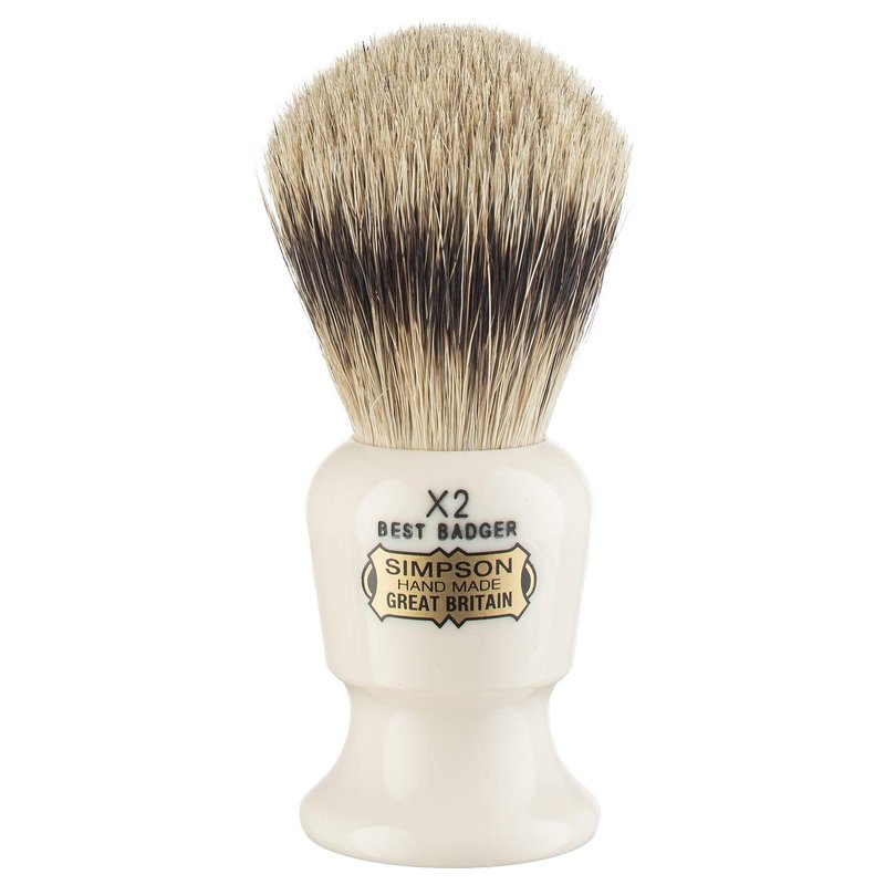Commodore Best Badger Brush- Simpson Shaving Brushes - Faux Ivory Handle (X2 Best)