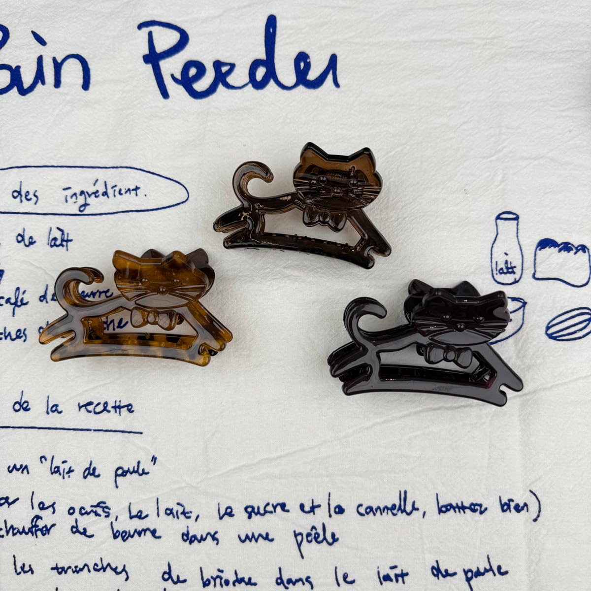 Retro Hair Clips for Women Little Black Cat Clip for Hair Cute Short Brown with Cute Cat Rhinestone Designs Cute Hair Claws Small Clips for Women Hair Claw Clip Hair Clip for Thin Hair 3PCS