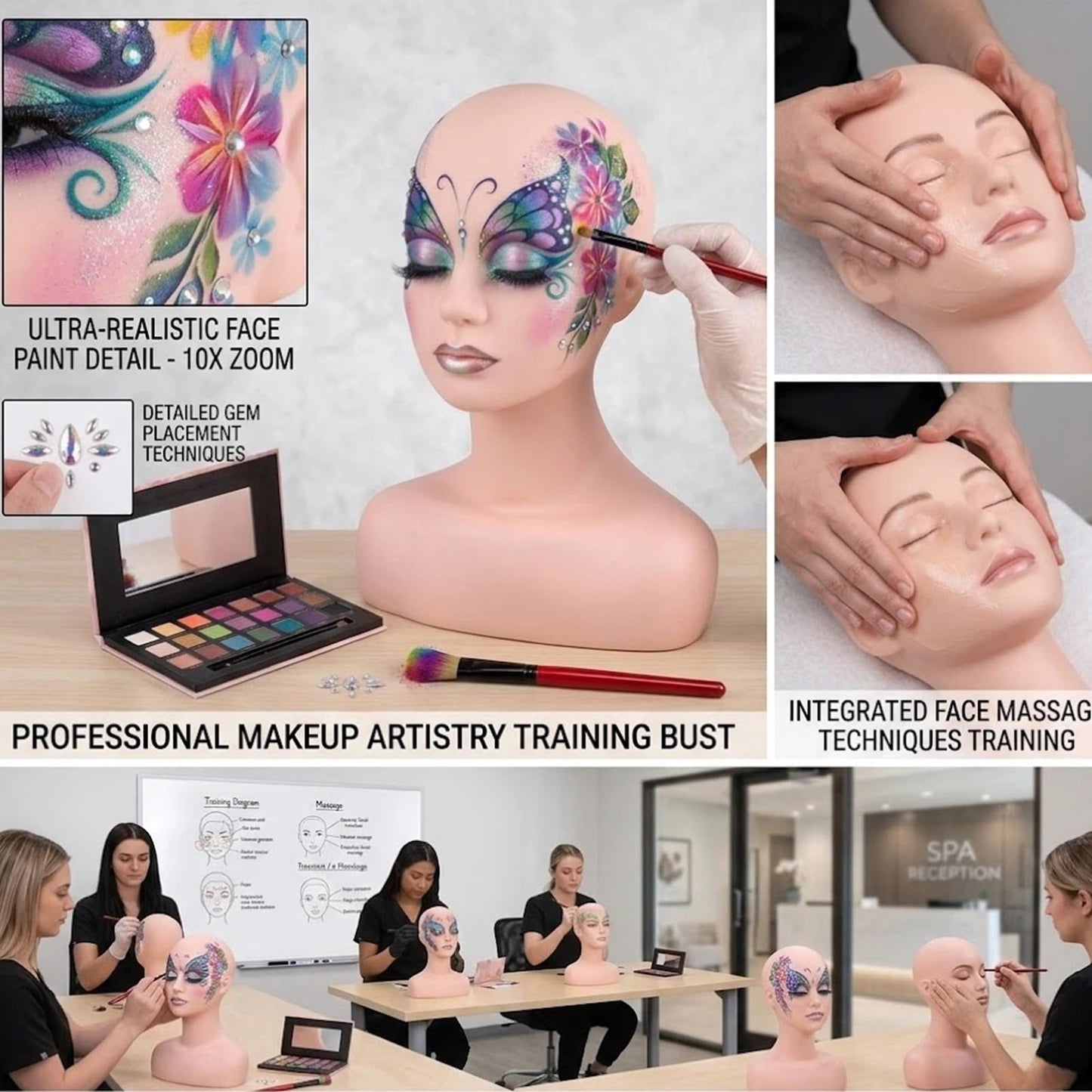 Lwuey Esthetics Mannequin Head with Shoulders, Silicone PVC