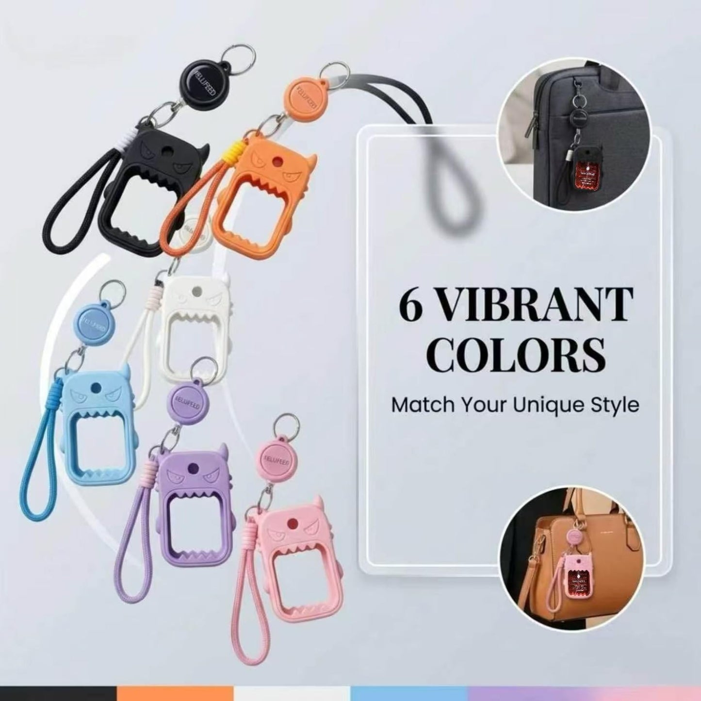 YELDFEERO Silicone 1FL.OZ Hand Sanitizer Spray. Cute protective keychain holder with retractable lanyard & keyring. (Pink)