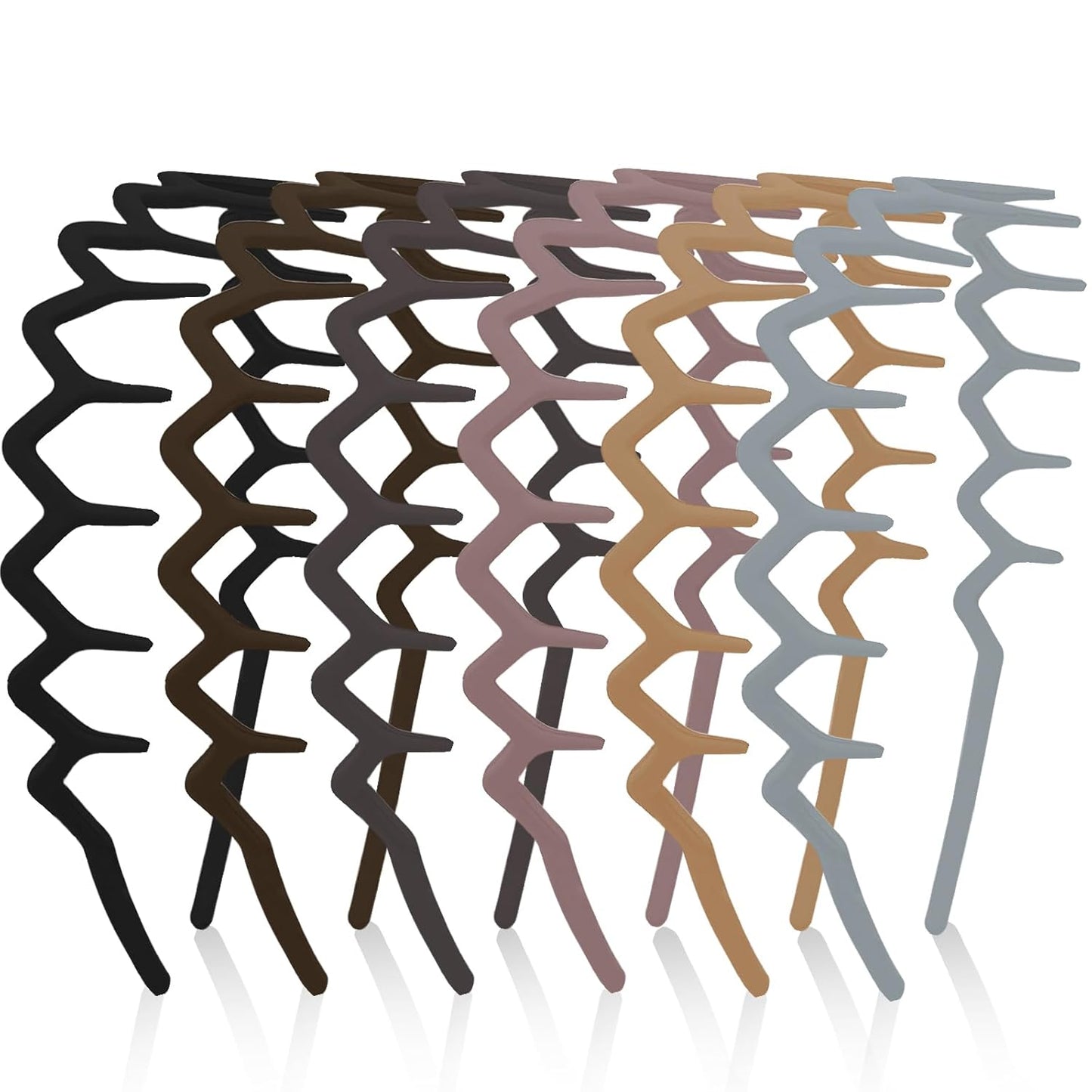Zig Zag Headbands for Women - Non-Slip Plastic Hair Bands | 90s Retro Style, 6 Pack for Daily Use