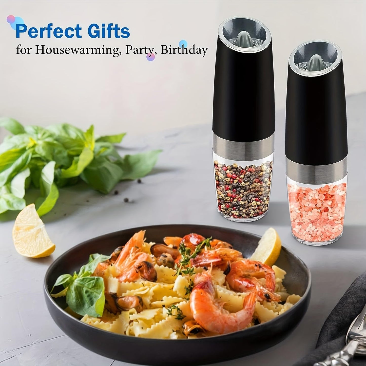 1pc Electric Salt and Pepper Grinder Set, Battery Powered LED Light One Hand Automatic Operation, Adjustable Coarseness Mill Grinders Shakers Black, Kitchen Gadgets Gift Ideas