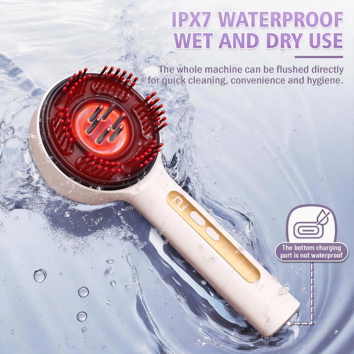 Scalp Massager - 3-in-1 Cordless Electric Hair Oil Applicator | IPX7 Waterproof, Portable Brush for Hair Growth & Dandruff Relief, White