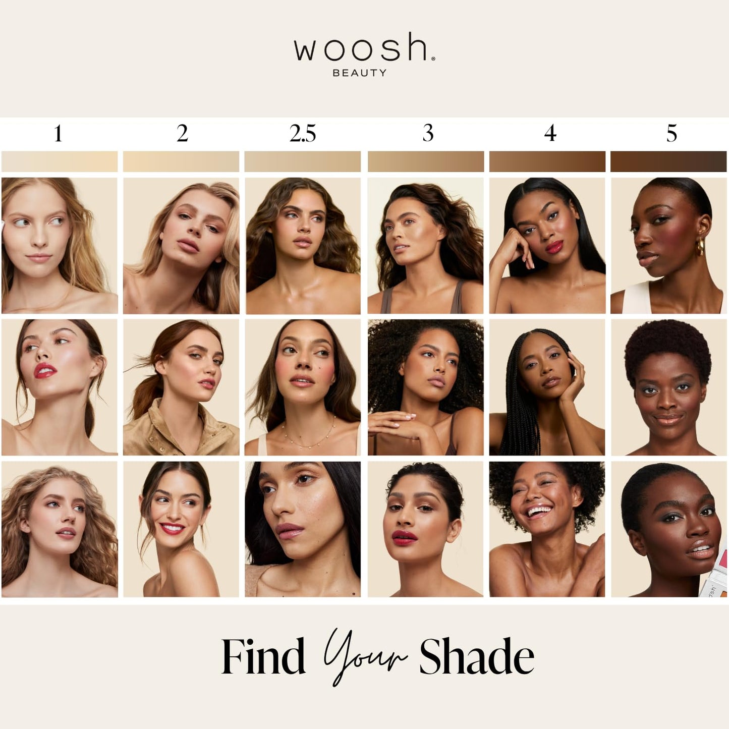 Woosh Beauty Fold Out Face Refillable Makeup Palette - All-in-One Kit with Foundation, Concealer, Blush & Eyeshadow | Silver