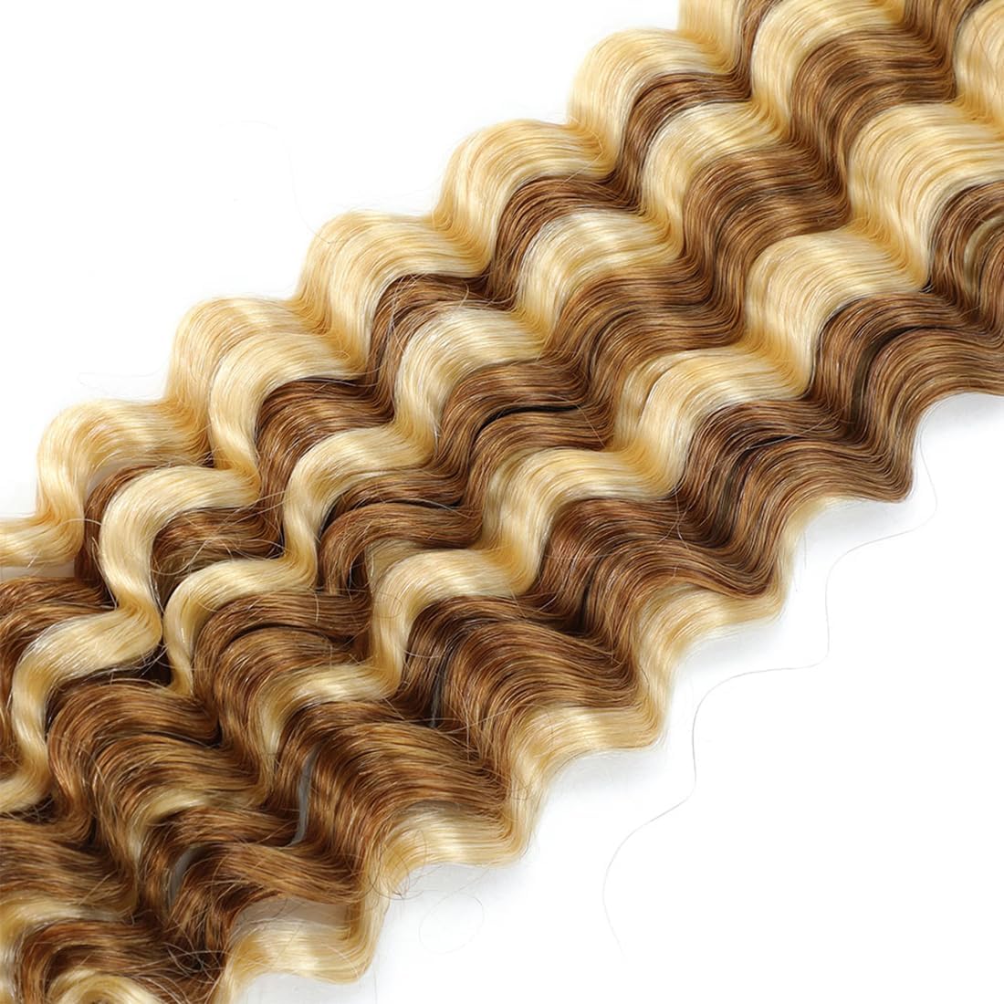 613 Human Braiding Hair For Boho Braids Honey Blonde Deep Wave Bulk Human Hair For Braiding No Weft 3 Braids Per Pack 27 Mixed With 613 Color 16 16 16 Inch