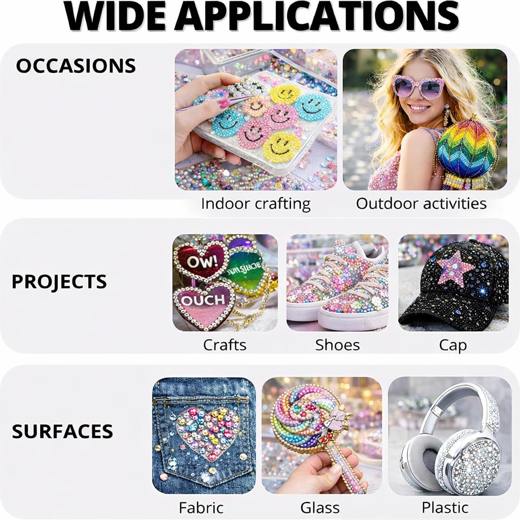 BlissVeritura 24 Colors Bedazzling Kit with Jelly Rhinestones, 32000PCS 3mm Flatback Resin Rhinestones with Craft Accessories, Nail bedazzler Gems, Rhinestone Kit for Crafts, Nail Art and Cloths