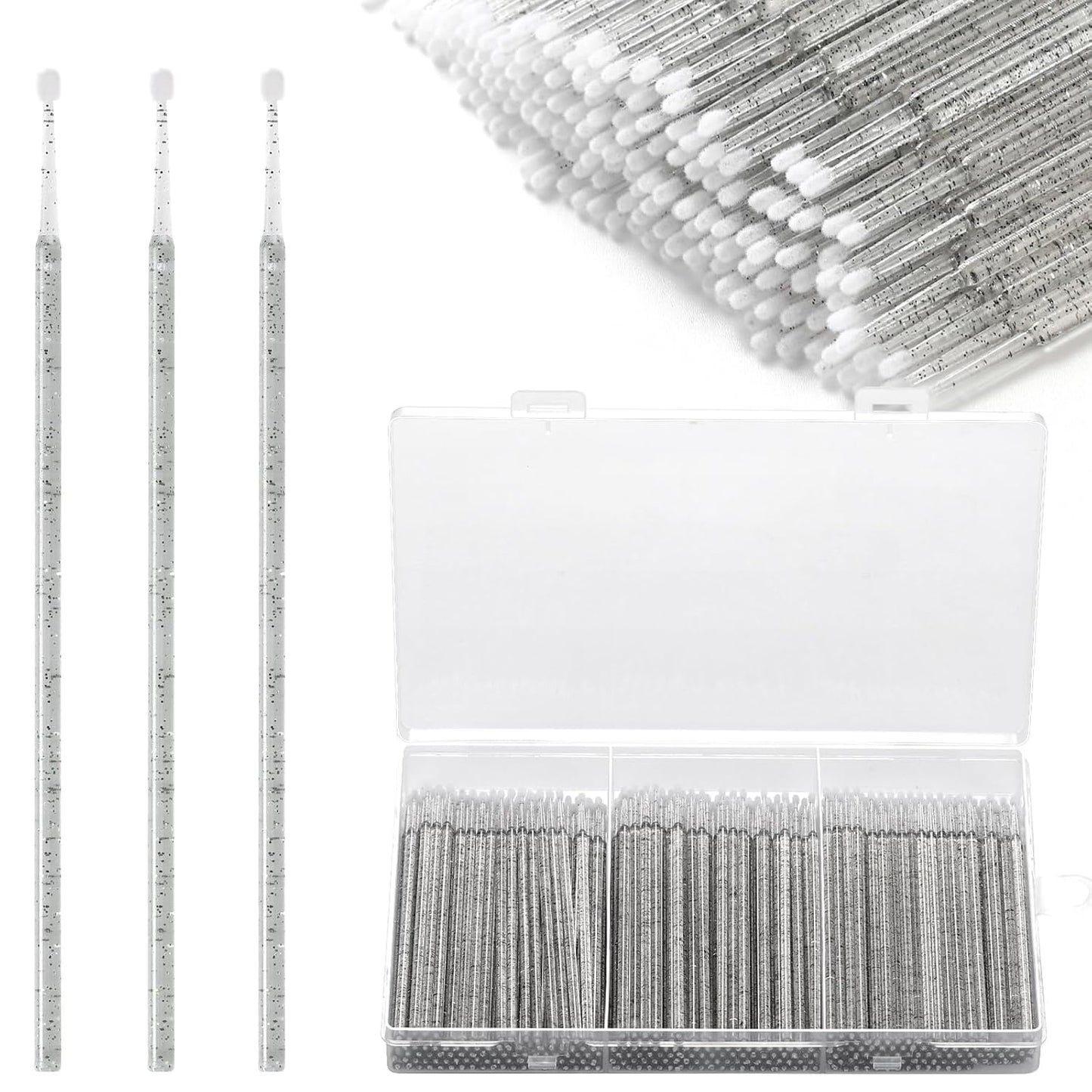 Disposable Micro Applicators - 300pcs Eyelash Extensions Microfiber Wands | Pink with Container, 2.0mm