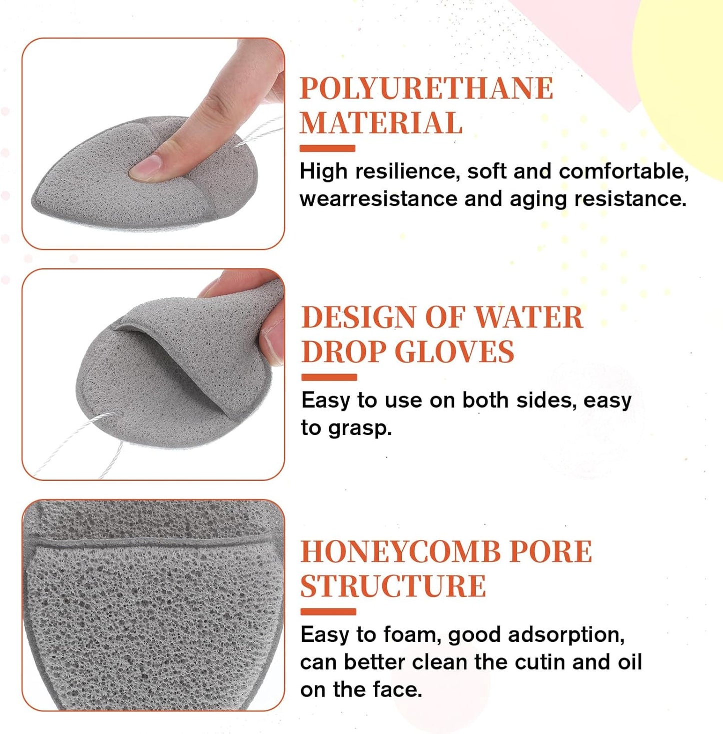 Facial Sponges Set - 7 Pcs Soft Reusable Cleansing Puffs | Colorful Exfoliating Pads for Daily Use