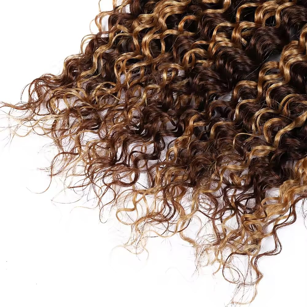 32 32 32 Inch P430 Highlight Brown Human Braiding Hair for Boho Braids 3 Bundles 150g 2 Tone #30 and #4 Brown Deep Wave Braiding Hair for Bohemian Knotless Braids Bundles
