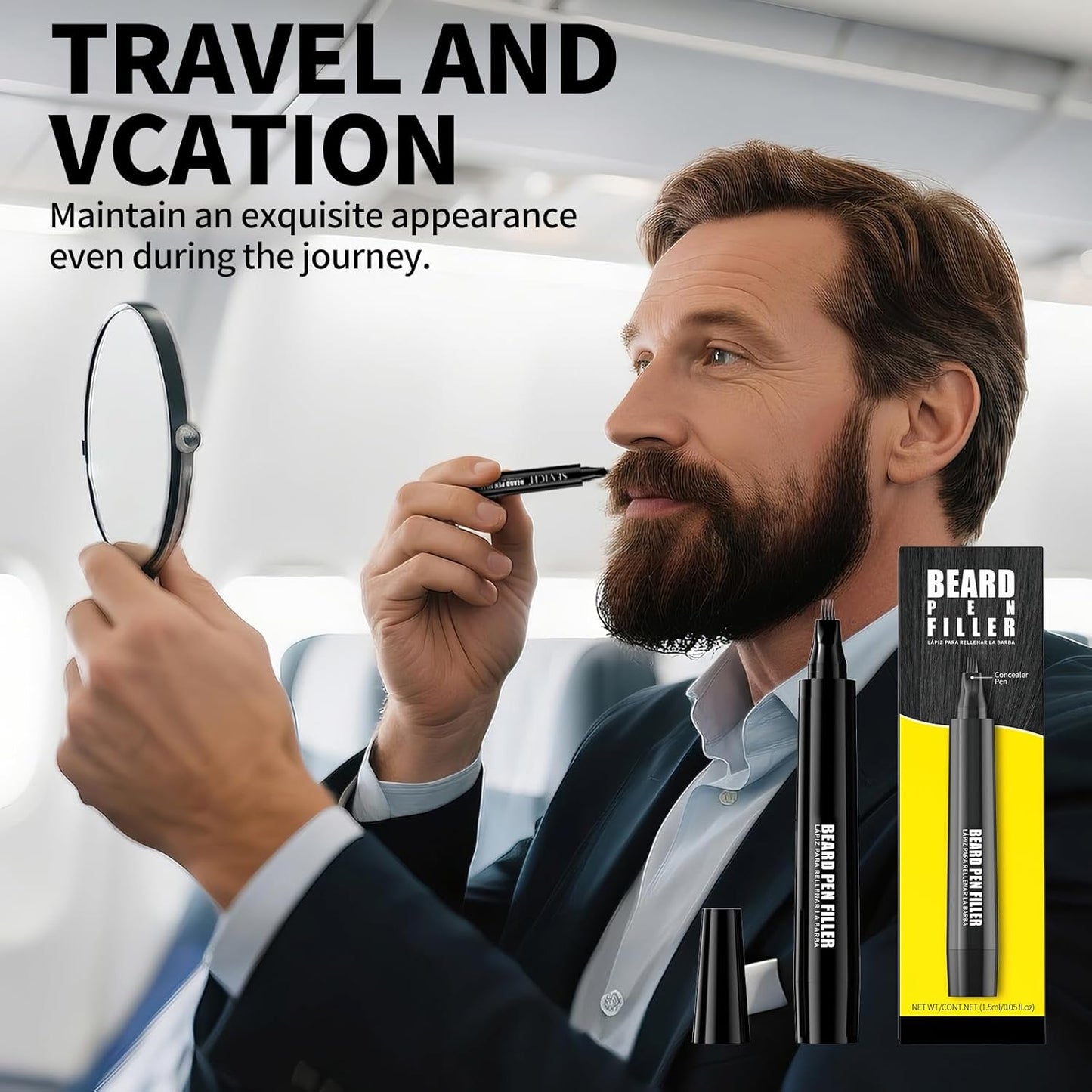 Waterproof Beard Pen - Fill Gaps for a Thick, Lush Beard | Black