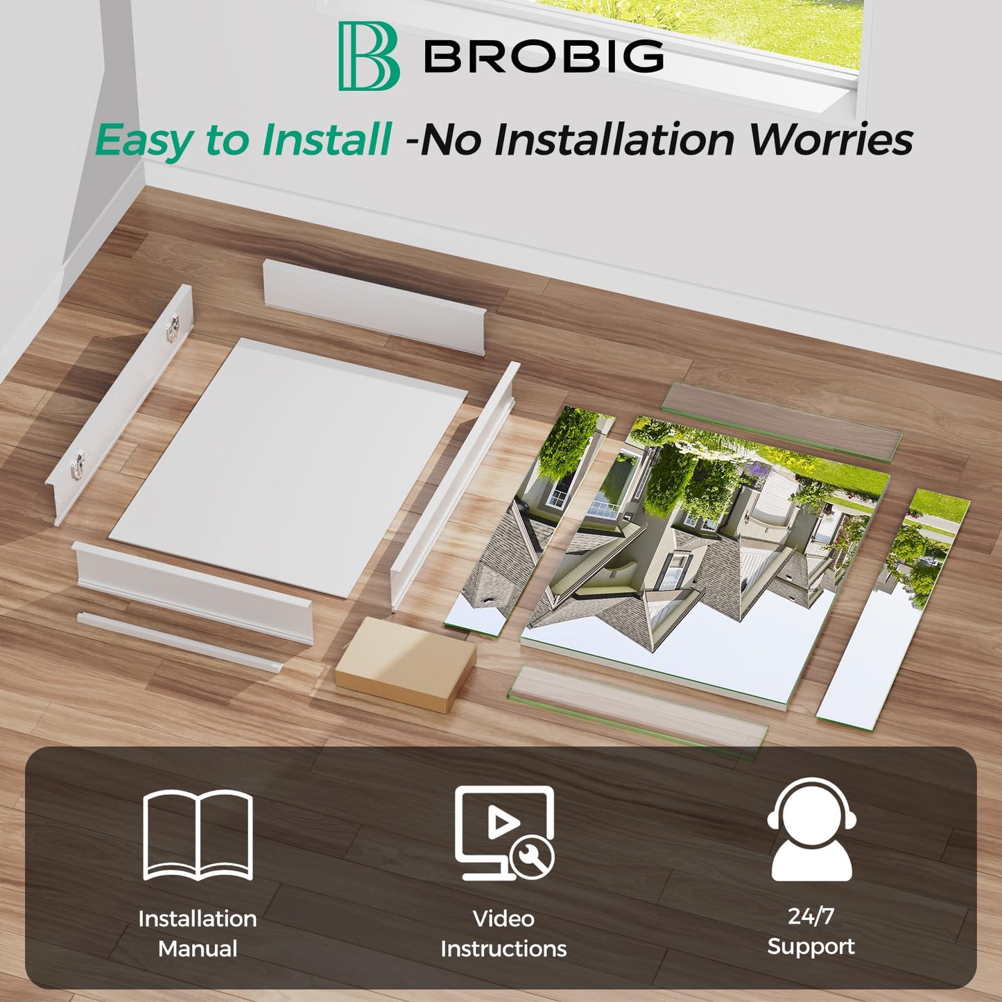 BROBIG 20 x 26 Medicine Cabinet Mirror, Moisture-Proof Aluminum Bathroom Medicine Cabinet with Mirror, Bathroom Mirror Cabinet with Adjustable Shelves, DTC Hinges, Recessed/Surface-Mounted