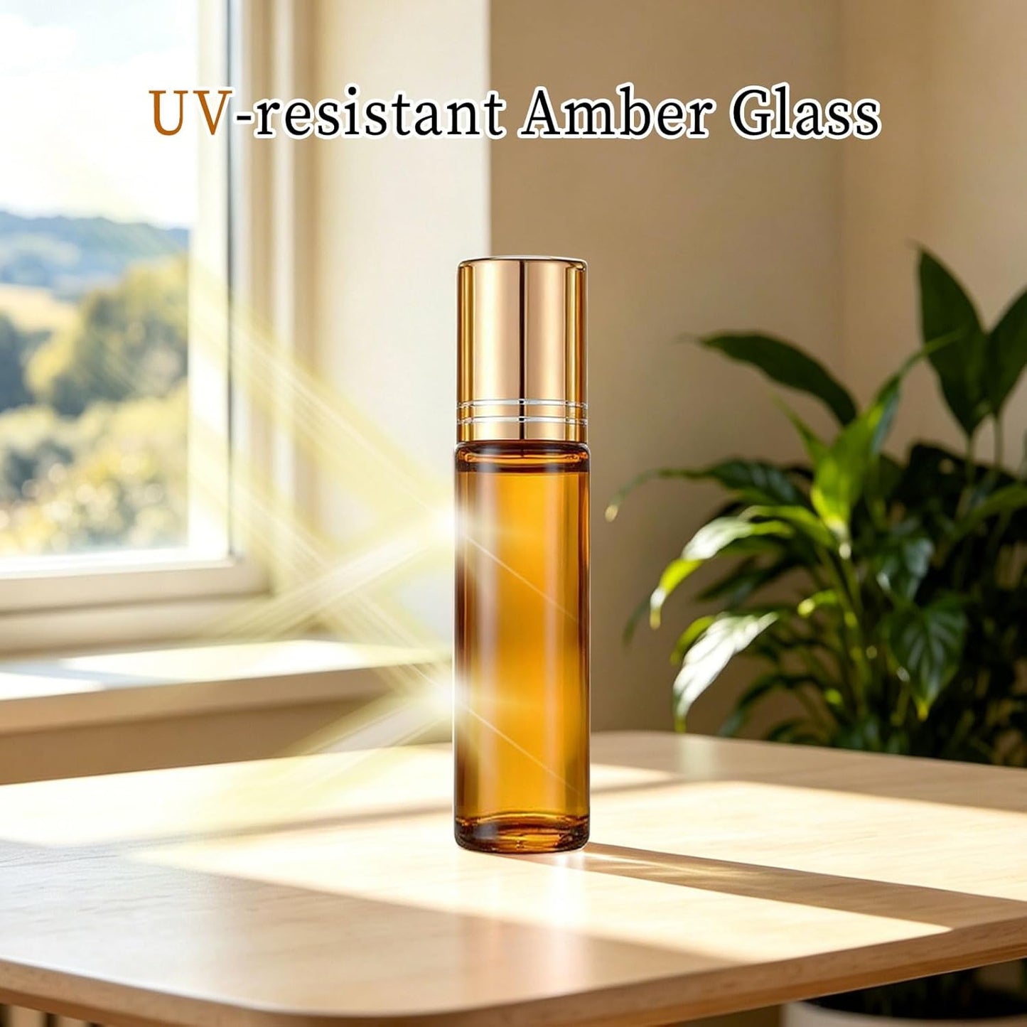 Rose Quartz Roller Bottles - 10ml Travel Size Glass Bottles for Essential Oils | 8 Color Options, Leak-Proof Design